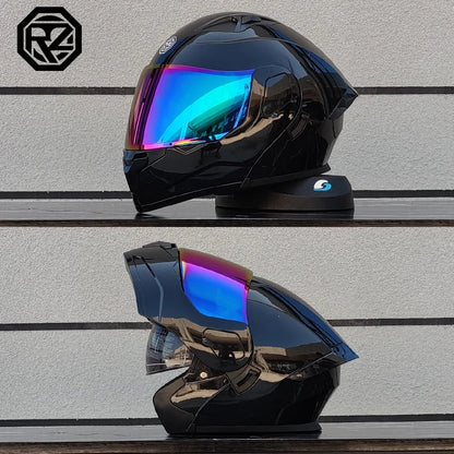 2025 professional motorcycle sports flip helmet ABS material modular dual lens full face helmet DOT certification