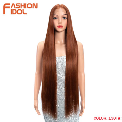 38 inch Straight Long Hair Synthetic Lace Front Wigs For Women High Temperature Hair Ombre 613 Red Cosplay Wigs Synthetic Hair