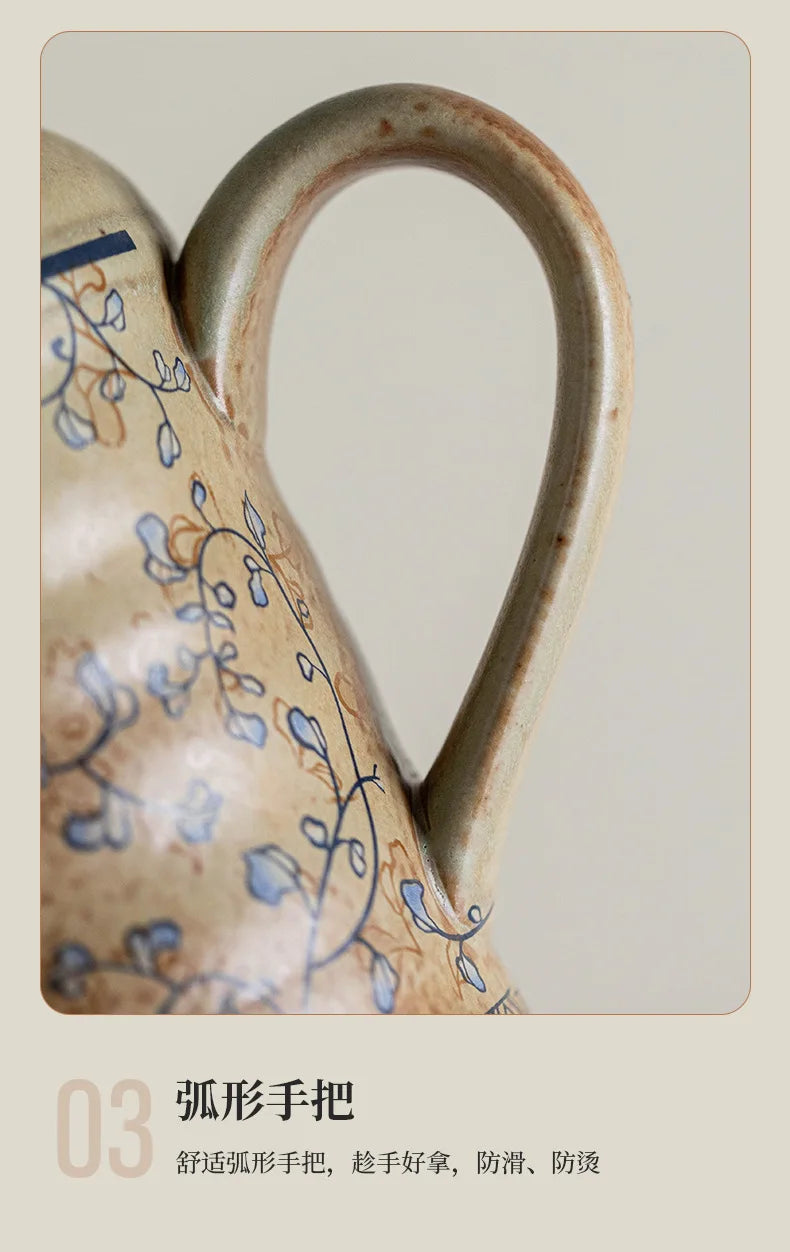 580ML Large Capacity Ceramic Stewed Teapot Tea Brewing Insulated Single Pot Pottery Kettle For Office Outdoor Use Kung Fu Teaset