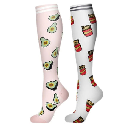2Pairs New Cat Compression Socks Knee High 20-30 Mmhg Fit Medical Edema Diabetes Varicose Veins Running Compression Sports Socks