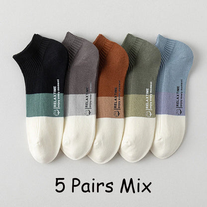 5 Pairs Men Cotton Ankle Socks Low Cut Breathable Comfortable Soft Thin Casual Sports Fashions Non-Slip Women Boat Short Socks