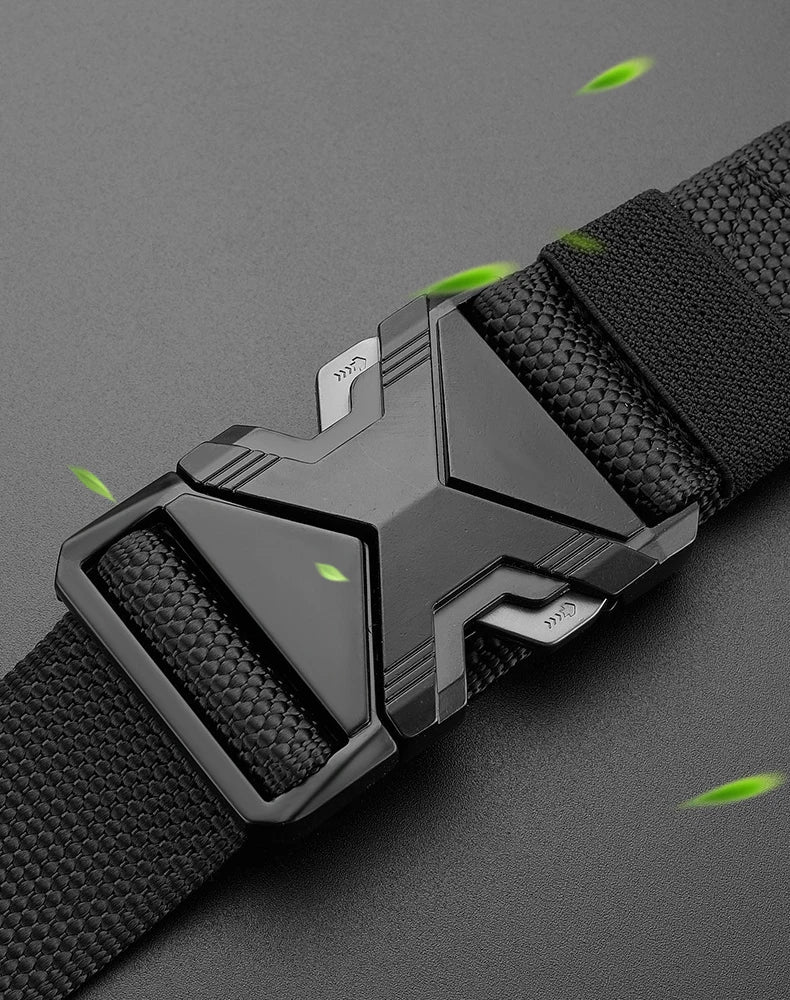 Genuine Tactical Belt Black Quick Release Outdoor Men's Belt Buckle Quick Release Elastic Belt Sport Nylon Braided Belts for Men