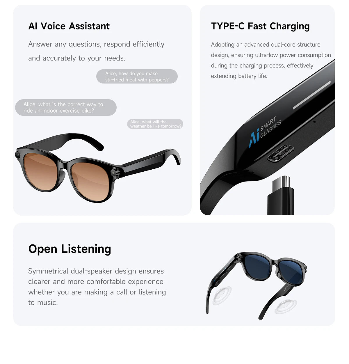 2026 New Smart Glasses Listening To Music Open Listening AI Translation AI Voice Assistant AI Image Recognition Smart Glasses