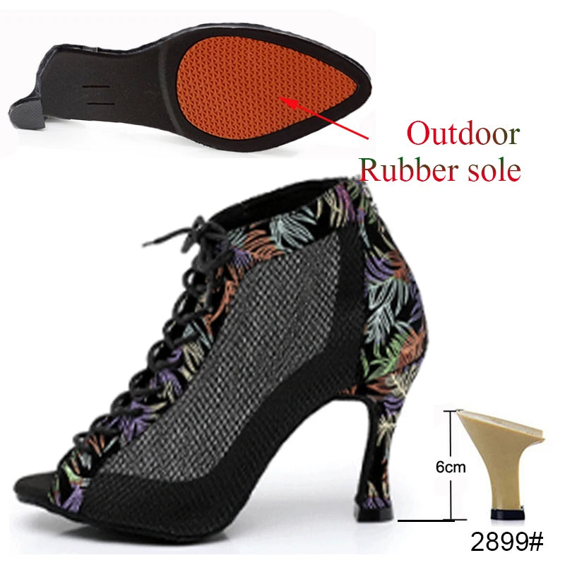 Latin Shoes Salsa Tango Ballroom Party Sports Women's Heeled Boots Summer Breathable Sandals Outdoor Dance Boots On Sale