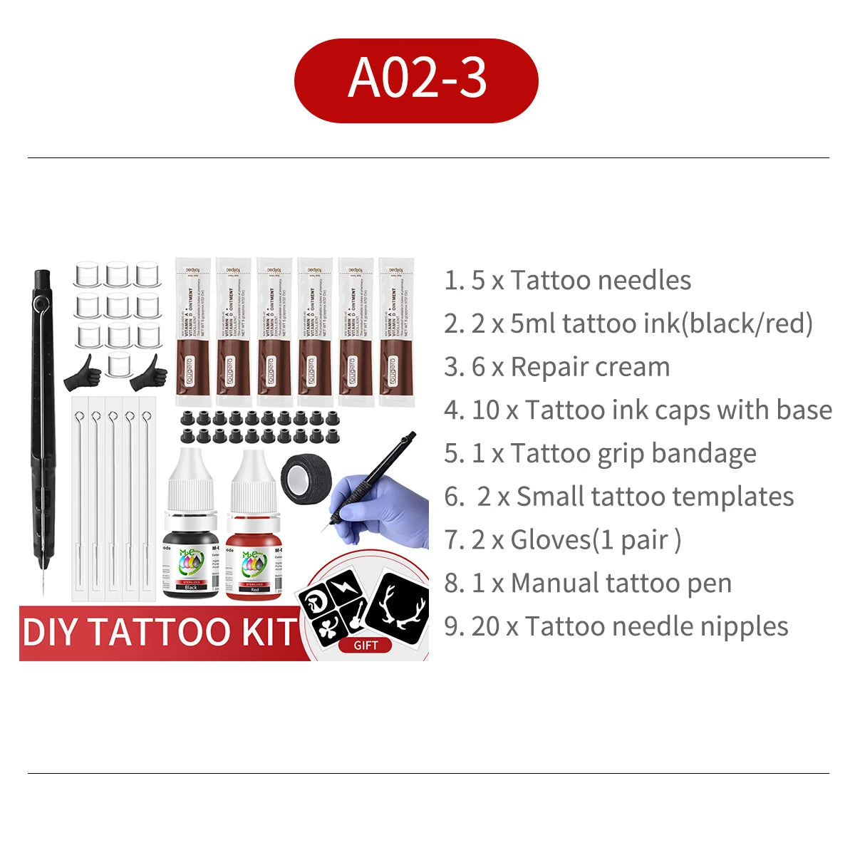 Complete 3D Body Art Tattoo Kit - Professional Hand Poke & Stick Pen Set with Ink, Needles, and DIY Guide - Perfect for Beginners to Experts