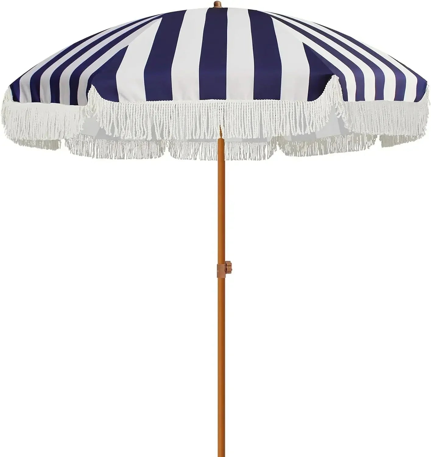 #For 7ft Patio Umbrella with Fringe Outdoor Tassel Umbrella UPF50+ Premium Steel Pole and Ribs Push Button Tilt,  Gazebo&