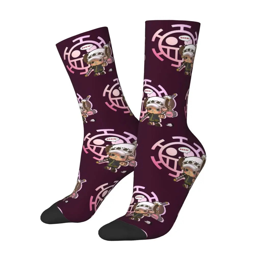 Fashion Men's Socks Harajuku Tony Tony Choppers Sock Luffys Zoros Trafalgar Law Anime Women's Socks Spring Summer Autumn Winter