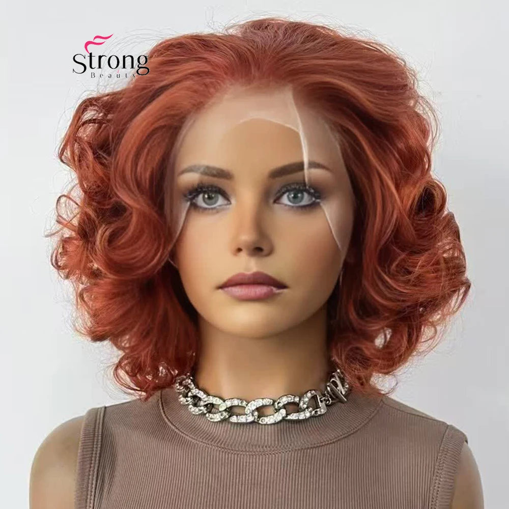 Short Curly Bob Wig Lace Front Wig Pink Synthetic Lace Front Wig For Women Natural Hairline Heat Resistant Synthetic Fiber