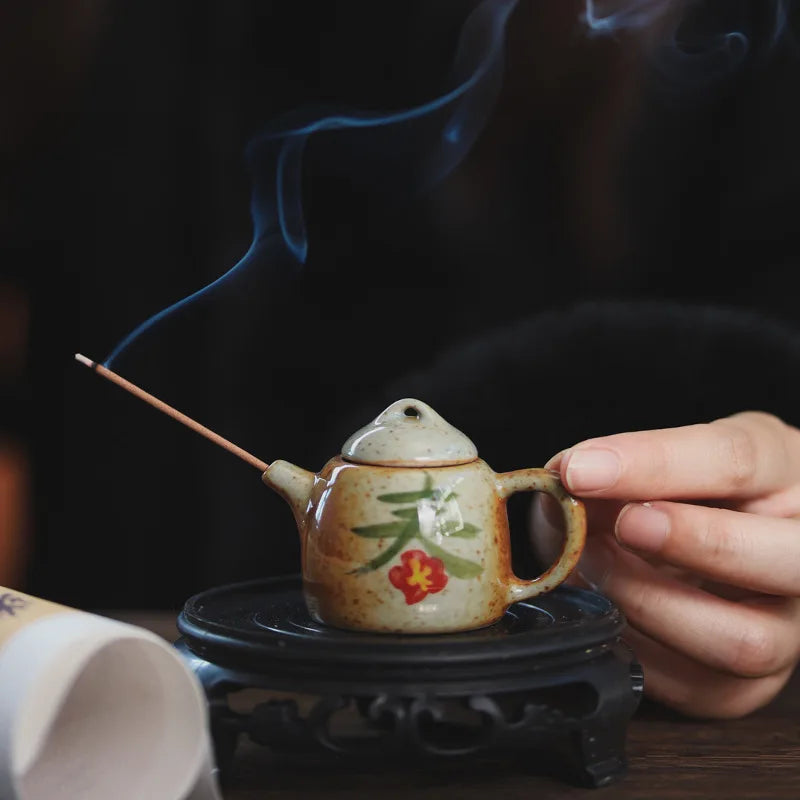 Mini Hand-Painted Ceramic Teapot Jingdezhen Hand- Pulled Tea Pet Micro Landscape Decorative Item Kitchen Dining Bar Essential