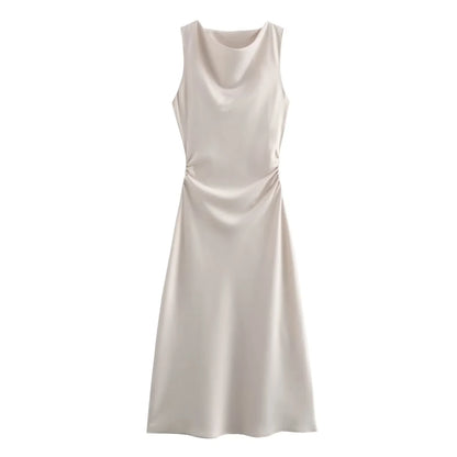 Satin Long Dresses for Women 2026 Summer Slip Midi Dress Woman Sexy Evening Party Dress Sleeveless Female Elegant Dresses
