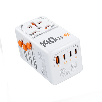 TESSAN International Plug Adaptor GaN Travel Adapter with Universal Outlet 1 USB A 3 Type C Fast Charger for EU/UK/USA/AUS