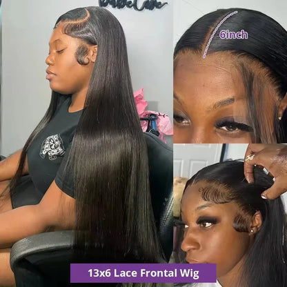 13x6 Bone Straight Hd Transparent 13x4 Lace Front Human Hair Wig 30 40 Inch For Women Pre Plucked With Baby Hair Lace Front Wigs