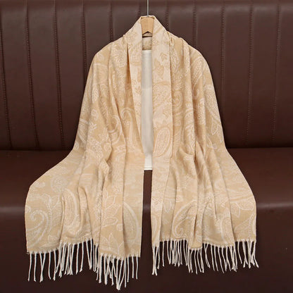 Autumn New Hot-selling Imitation Cashmere Cashew Fringed Scarf Women's Versatile Fashion Thickened Outer Warm Office Shawl
