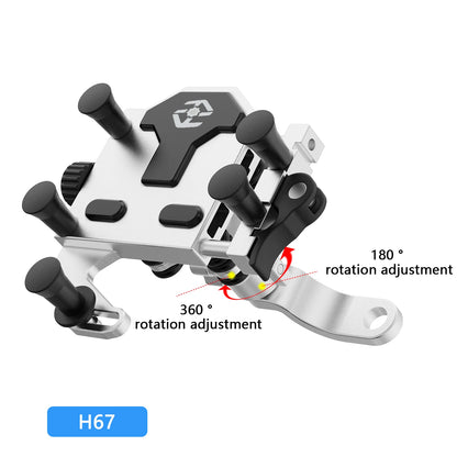 Motorcycle Phone Holder Universal Alloy Shock-Absorbing Motos Bicycle Handlebar Navigation Bracket 360° Rotary Adjustable Stand