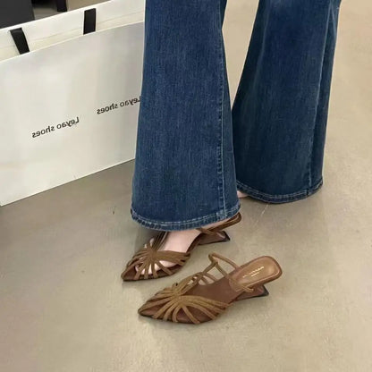 Fashion T-shaped Strap Women's Sandals Designer Baotou High Heels Women's Shoes Luxury Anti Slip Women's Slippers Women's Shoes