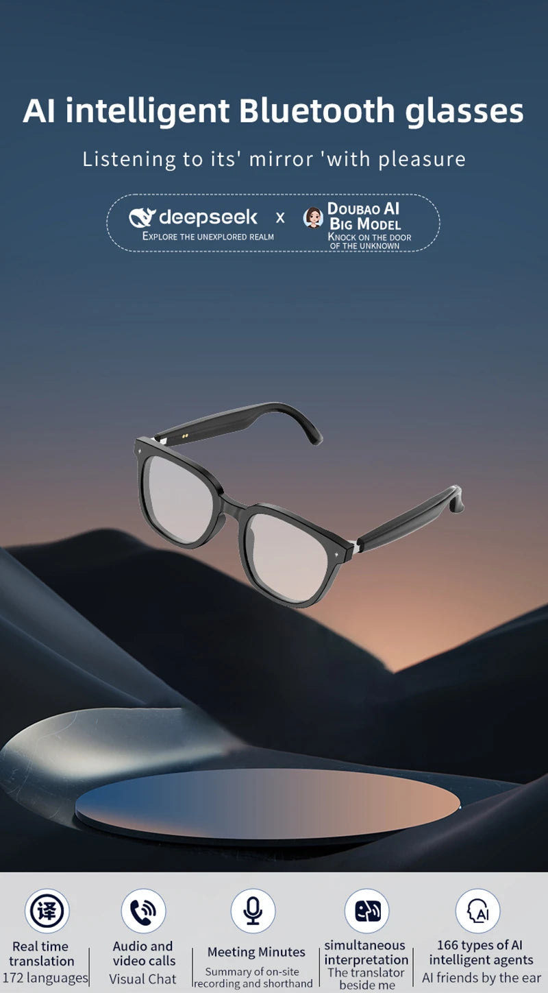 Xiaomi New AI Intelligent Translation Glasses Touchscreen Sunglasses Smart Bluetooth Glasses Listen To Music Voice Call