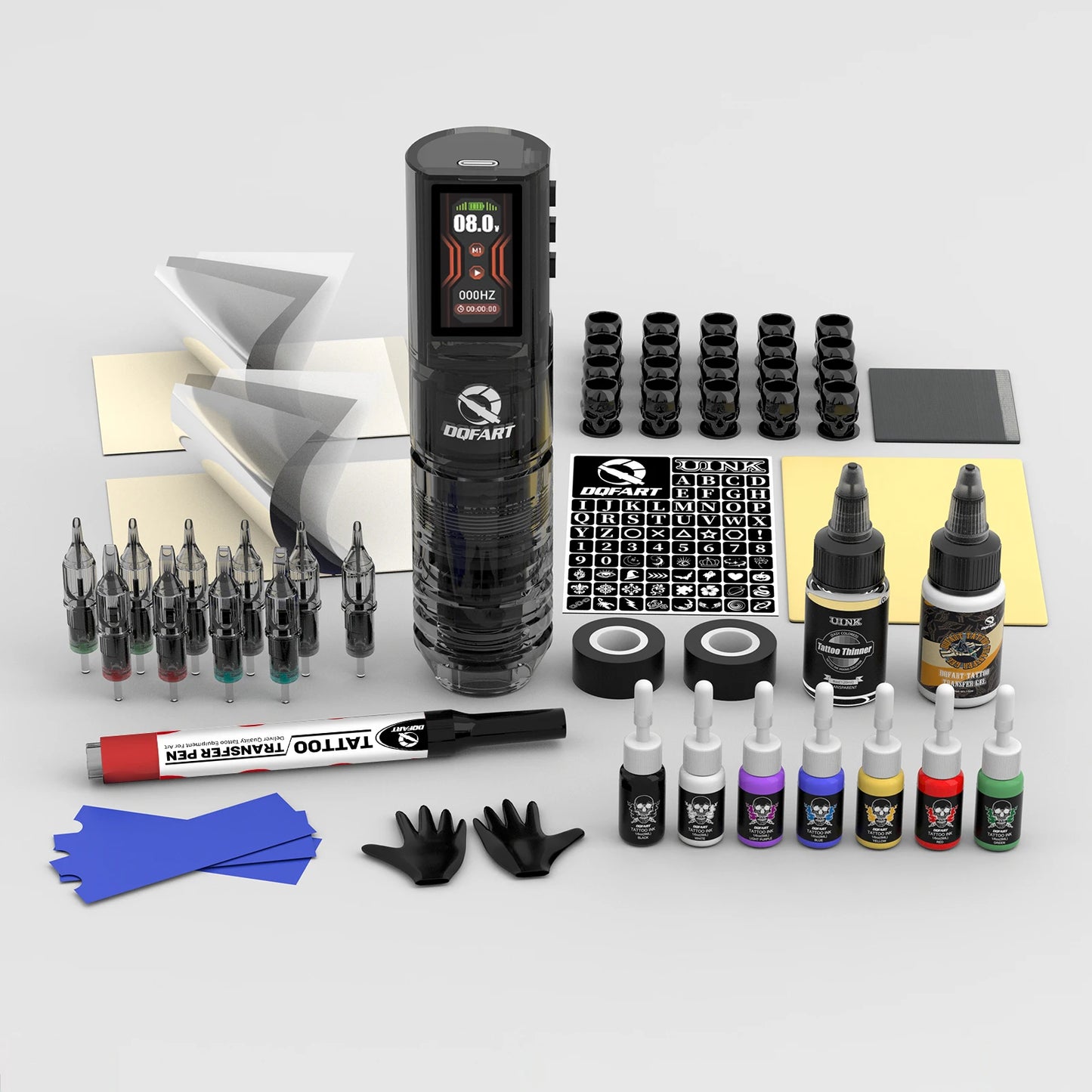 DQFART Tattoo kit Wireless Tattoo Machine 1600mAh Tattoo Needle Tattoo Ink Accessories For Tattoo Artist Beginne Tattoo Supplies