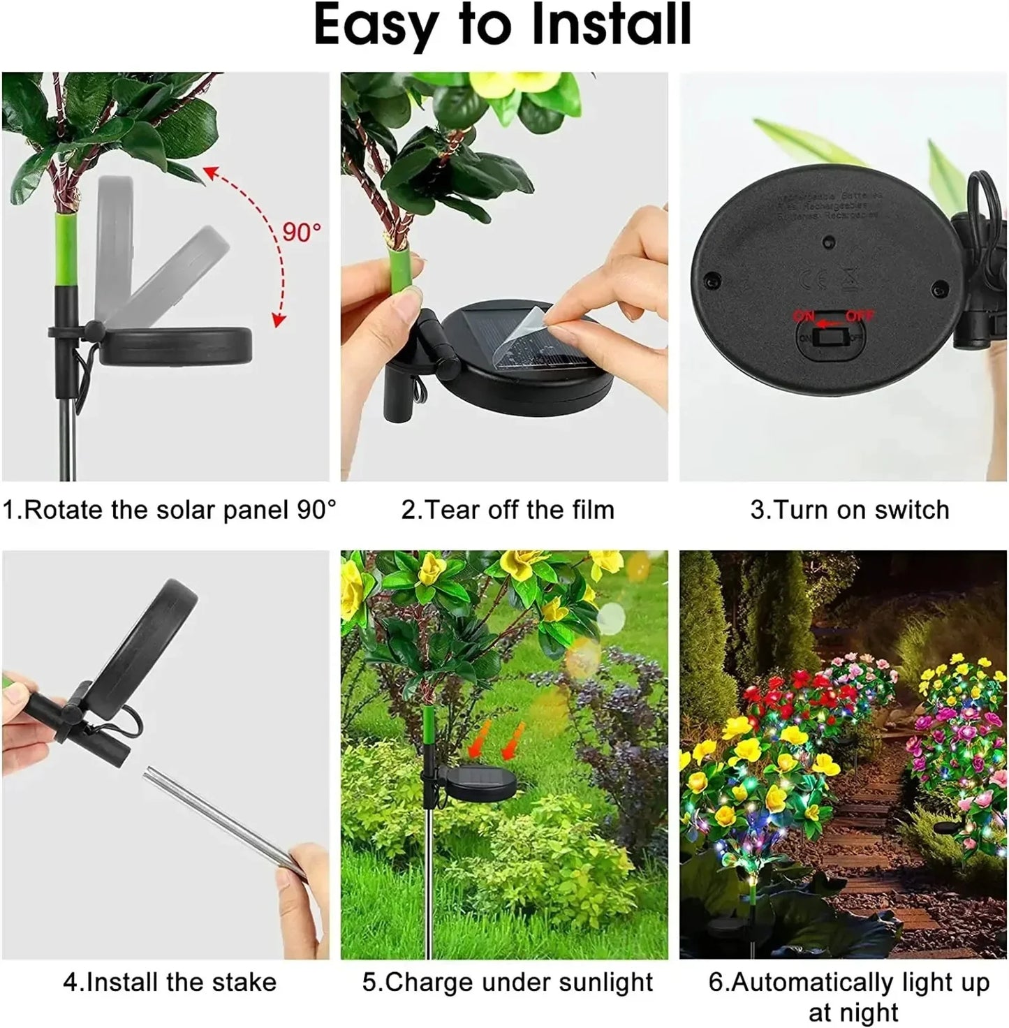 Waterproof LED Azalea Flower Solar Lights Outdoor Landscape Light for Lawn Patio Garden Path Decorative Lighting Best Gift