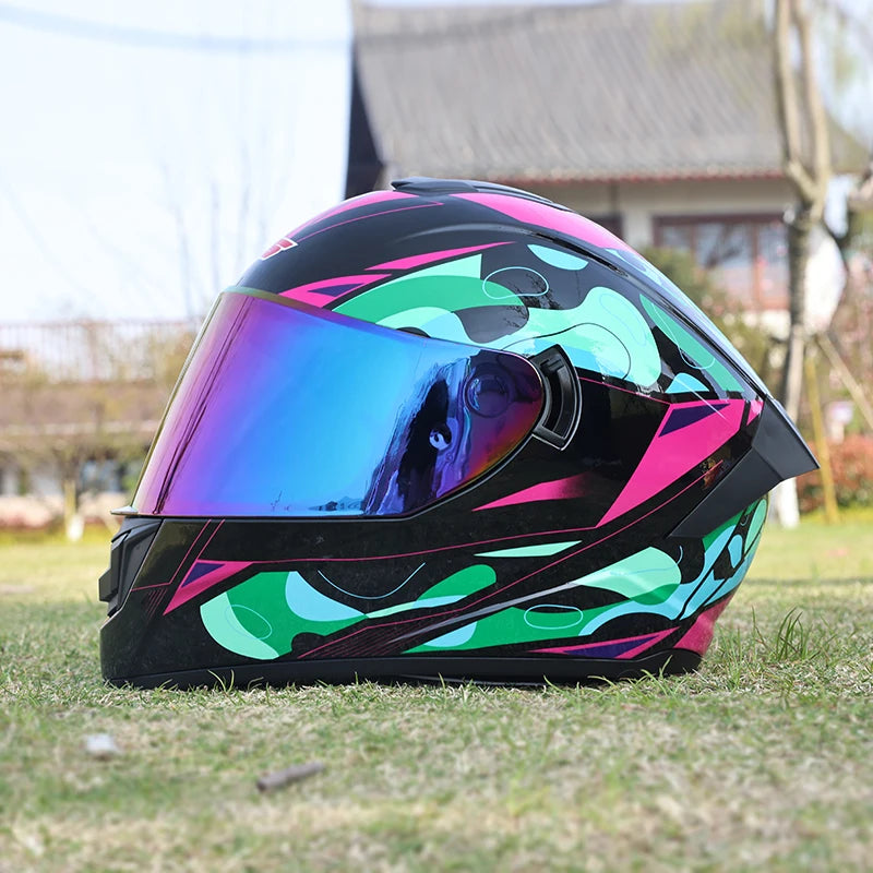 Motorcycle helmet, men's and women's dual lens full helmet, four season couple street bike safety helmet