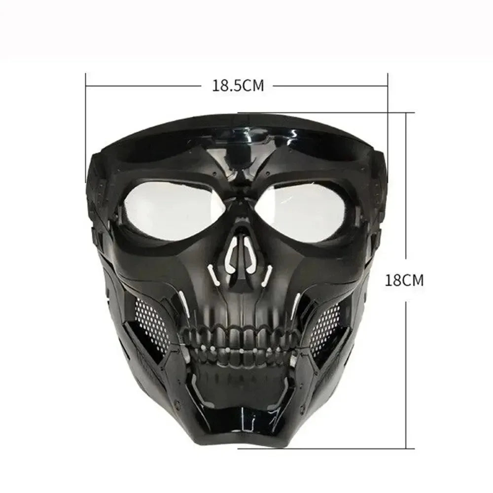 .Skull Mask Motorcycle Mask Bicycle Riding Windproof Full Face Skeleton Protective Mask Colored Goggle Tactical Cycling Bike