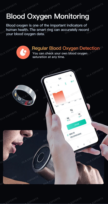 Men Women Fashion Smart Ring Sleep Heart Rate Blood Pressure Monitoring Bluetooth Connection Multiple Sports Modes Fitness Rings