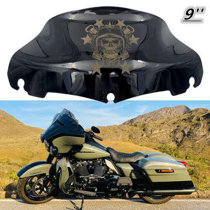 For Harley Touring Street Electra Glide Ultra FLHX 2014-2022 Motorcycle Skull 7" 9" Windshield Upper Fairing Wind Deflector