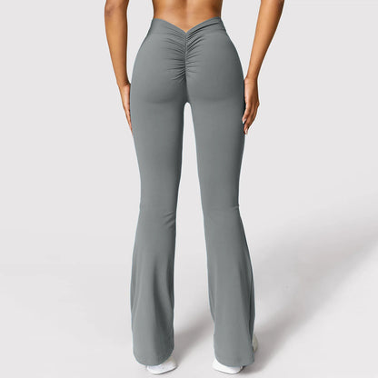 New Fashion Women's Flare Leggings V-shaped Hip Yoga Pants High Waist Wide Leg Pants Women Gym Sport Flared Pant Casual Leggings