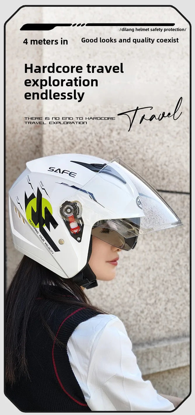 Uniform Size 58-62CM Helmet Motorcycle Winter Thermal Battery Car Female Winter Male Double Mirror Four Seasons Helmet