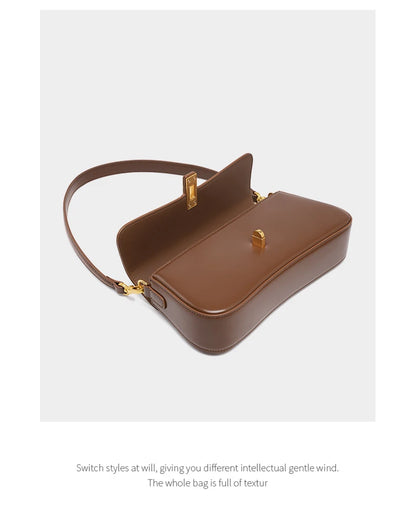 Toptrends Elegant Genuine Leather Underarm Shoulder Bags For Women 2025 Luxury Designer Crossbody Purses Saddle Ladies Handbags