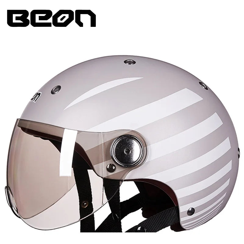 BEON Motorcycle Helmet for Adult and Child All Seasons Electric Vehicle Half Helmet Summer Sun Protection Helmet Motorcycle