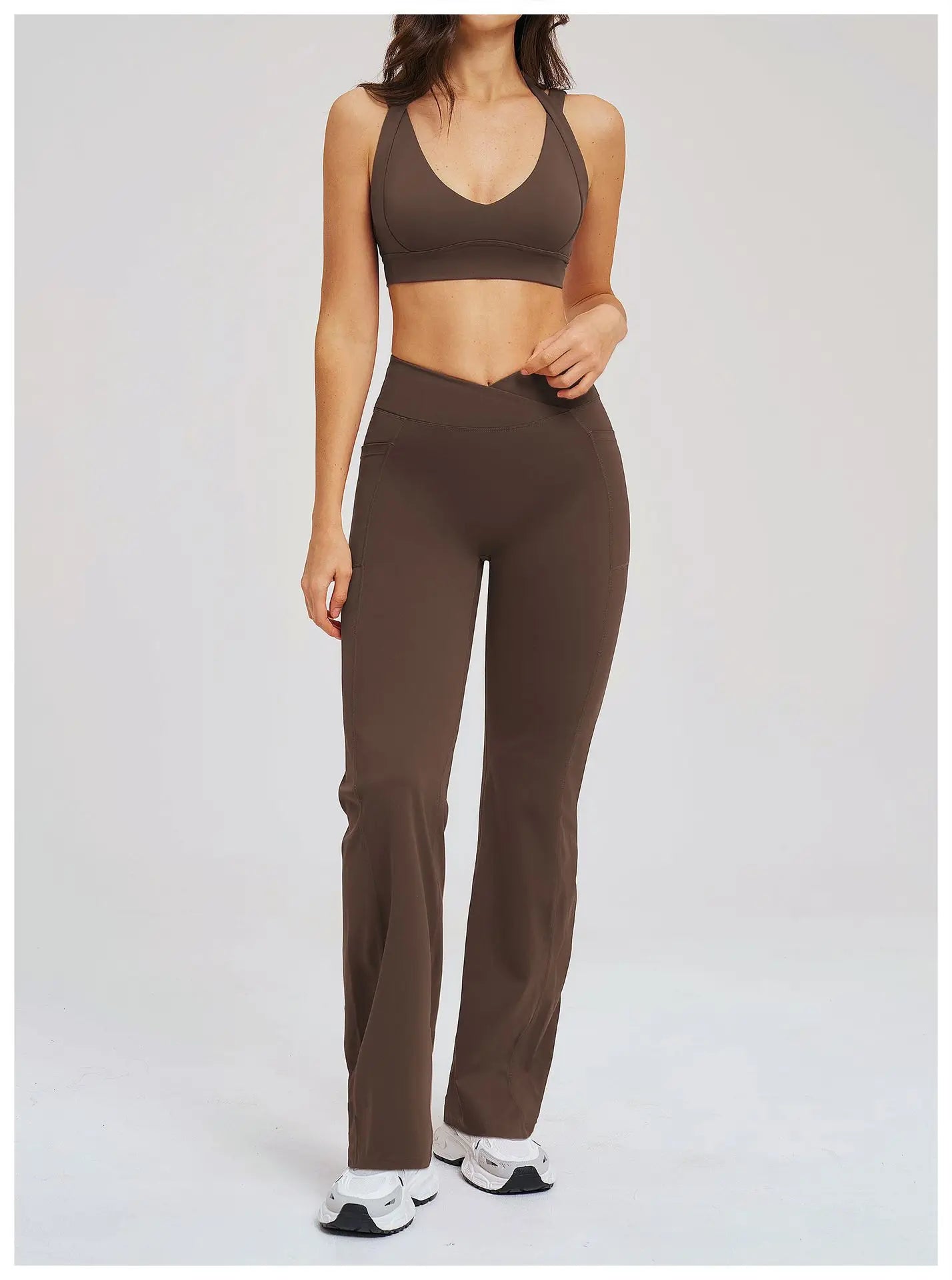2 Piece Yoga Clothes Women's Sexy Wear Sexy Sport Bra High Waist Flared Pant Fitness Suit Gym Workout Jogging Sports Yoga Set