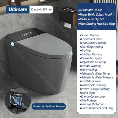 Smart Toilet Intelligent Bidet Seat with Heated Seat Foam Shield Automatic Lid  Self-Cleaning No Water Pressure Limit One Piece