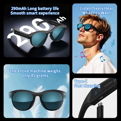 2026 Smart Glasses New Camera Photo Video Record AI Translation Bluetooth Touch Control Music Headphone Waterproof Smart Glasses