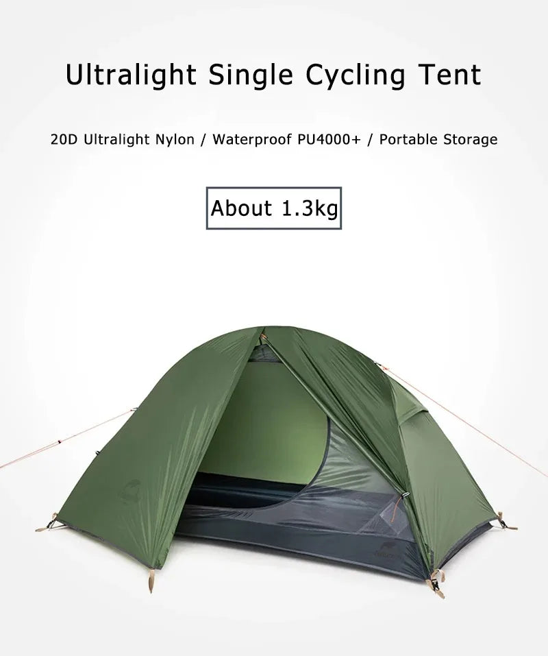 Naturehike Cycling Tent 1 Person Portable Ultralight Backpacking Trekking Tent Waterproof Double Layer Camping Tent