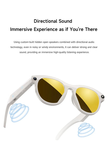 New Smart Glasses Men 8MP Camera WiFi Bluetooth Touch Control IP65 Waterproof AI Translation Noise Cancelling AI Glasses Women
