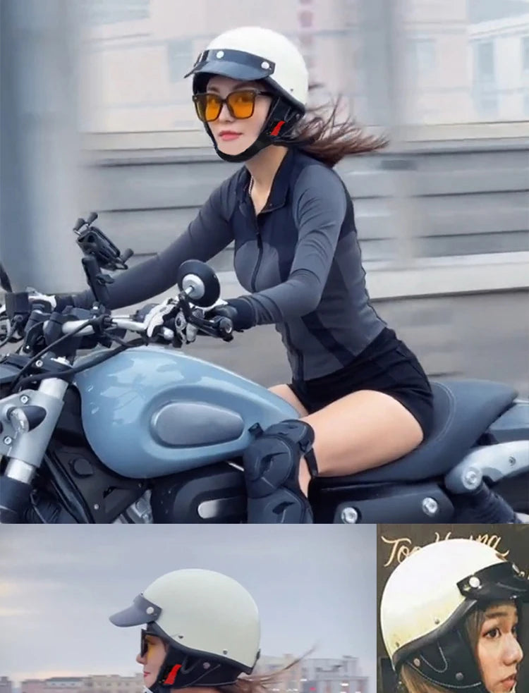 Motorcycle Half Helmet Vintage Motorbike Helmets Men Women Unisex Scooter Four Seasons Helmet Motocross Open Face Helmet S-XL