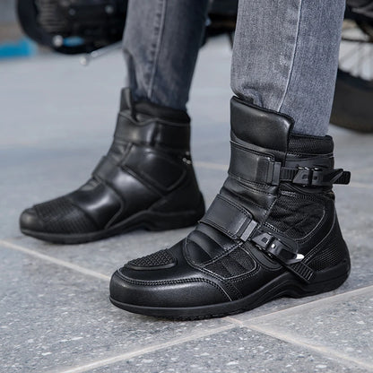 Man Motorcycle Boots New Breathable Anti-fall Rider Road Racing Motorcycle Shoes Microfiber Leather Men's Motos Protection Boot