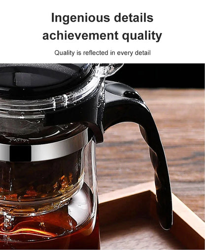 【Household Tea Infuser Kettle】Heat-Resistant Glass Tea Pot with Separator - for Loose Leaf Tea, Herbal Tea & Flower Tea