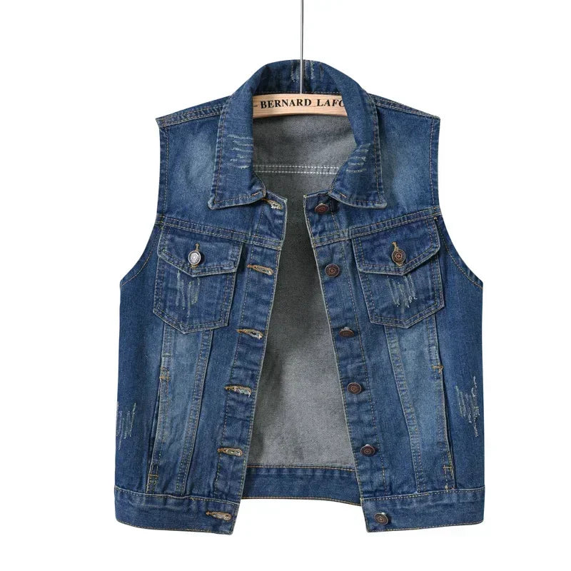 Coats Fashion Clothes Casual Vintage Elegant Sleeveless Denim Vest for Women Jacket Spring Streetwear Women Clothing Autumn
