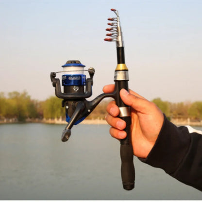 1.0-2.3M Ultra Short Small Sea Fishing Rod with Fishing Wheel Telescopic Ultra Short Cross Sectional Fiberglass Rod Set