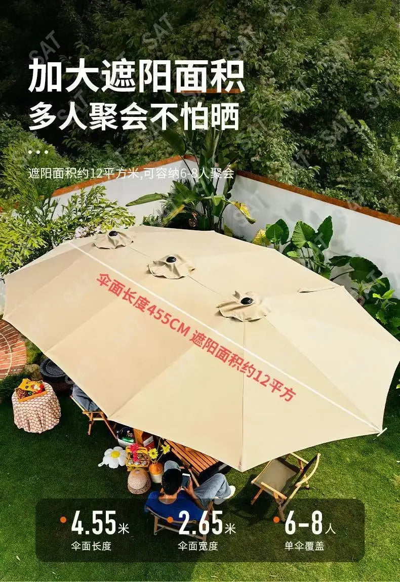 -Three-headed Parasol Outdoor Courtyard Leisure Umbrella With Big Umbrella Set Outside And Big Umbrella Stall Outdoor Garden