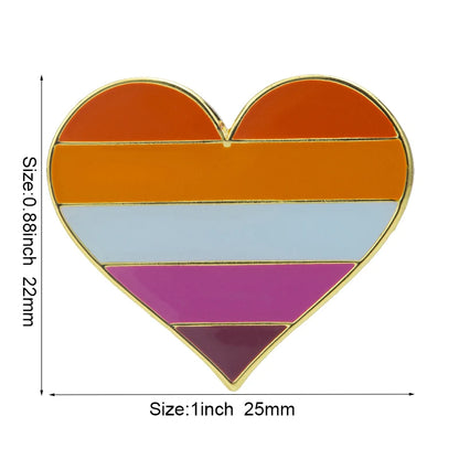 10pcs a lot Rainbow Pride Heart Shaped  Badge Symbol Pin Metal Badges Decorative Brooch Pins for Clothes Brooch Jewelry