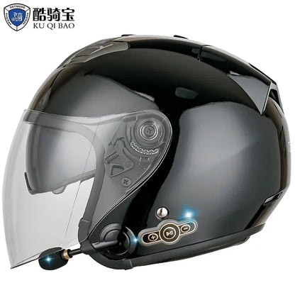 HOT DOT Approved Open Face 3/4 Motorcycle Helmet with Build-In Bluetooth Headset Earphone and Detachable Liner for honda