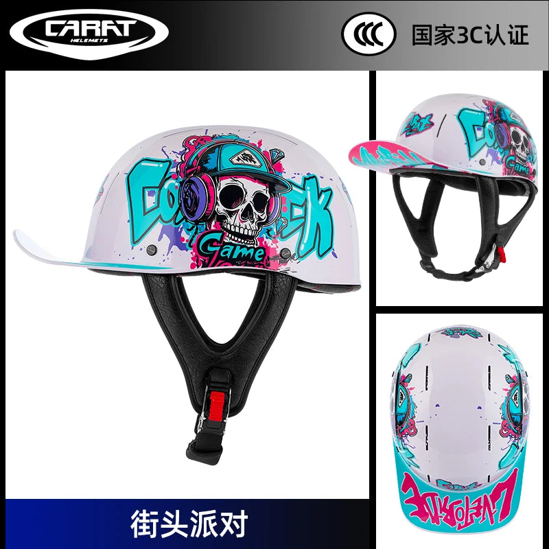 New retro summer motorcycle helmet motorcycle cruising half face helmet anti-collision men lightweight and breathable.