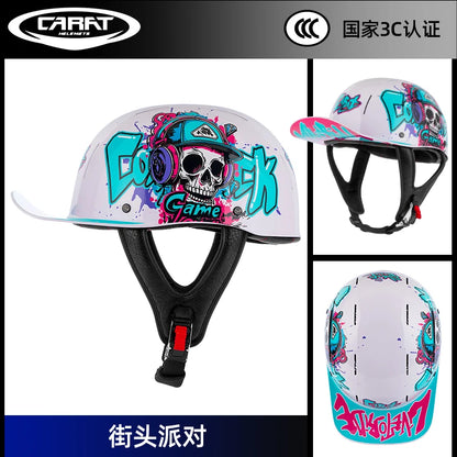 New retro summer motorcycle helmet motorcycle cruising half face helmet anti-collision men lightweight and breathable.