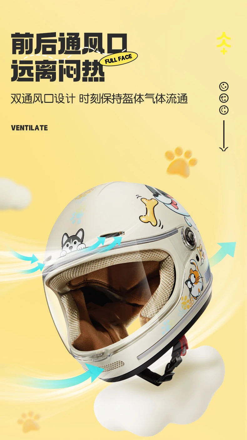 Children's Anti Fall Helmet Cute Cartoon Motorcycle Helmets Electric Bike Helmet Children's Moto Helmets Riding Full Helmet