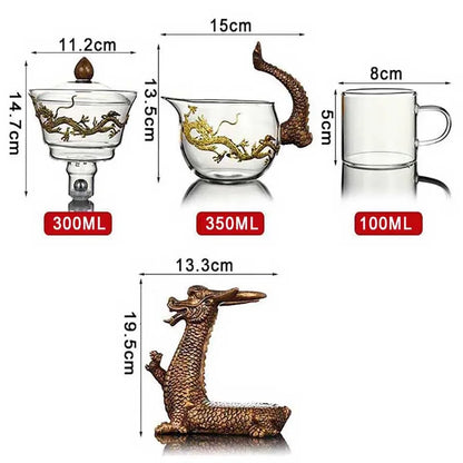 New Creative Dargon Teapot Full Automatic Glass Tea Set Pu'er Oolong Magnetic Suction Cup Teapot