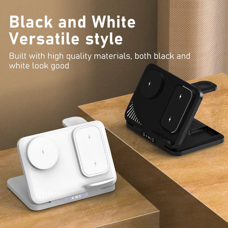 4 in 1 Dual Phone Wireless Charger Stand Magnetic Fast Charging For iPhone 17~12 Samsung S25 Xiaomi Airpods Pro Apple Watch 11~2