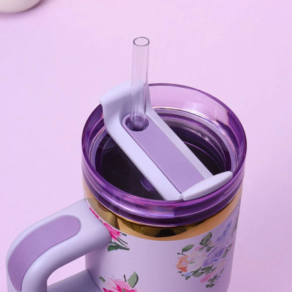 14oz Car Cup 304 Stainless Steel Insulated Travel Tumbler with Handle Straw Lid & Cold Retention for Vehicle, Office, Gifts