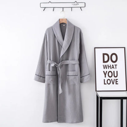 Women's Bathrobe Pure Cotton Large Size Spring Autumn Sleepwear Robe Long Sleeve Couple Home Wear Clothing Female Night Robes